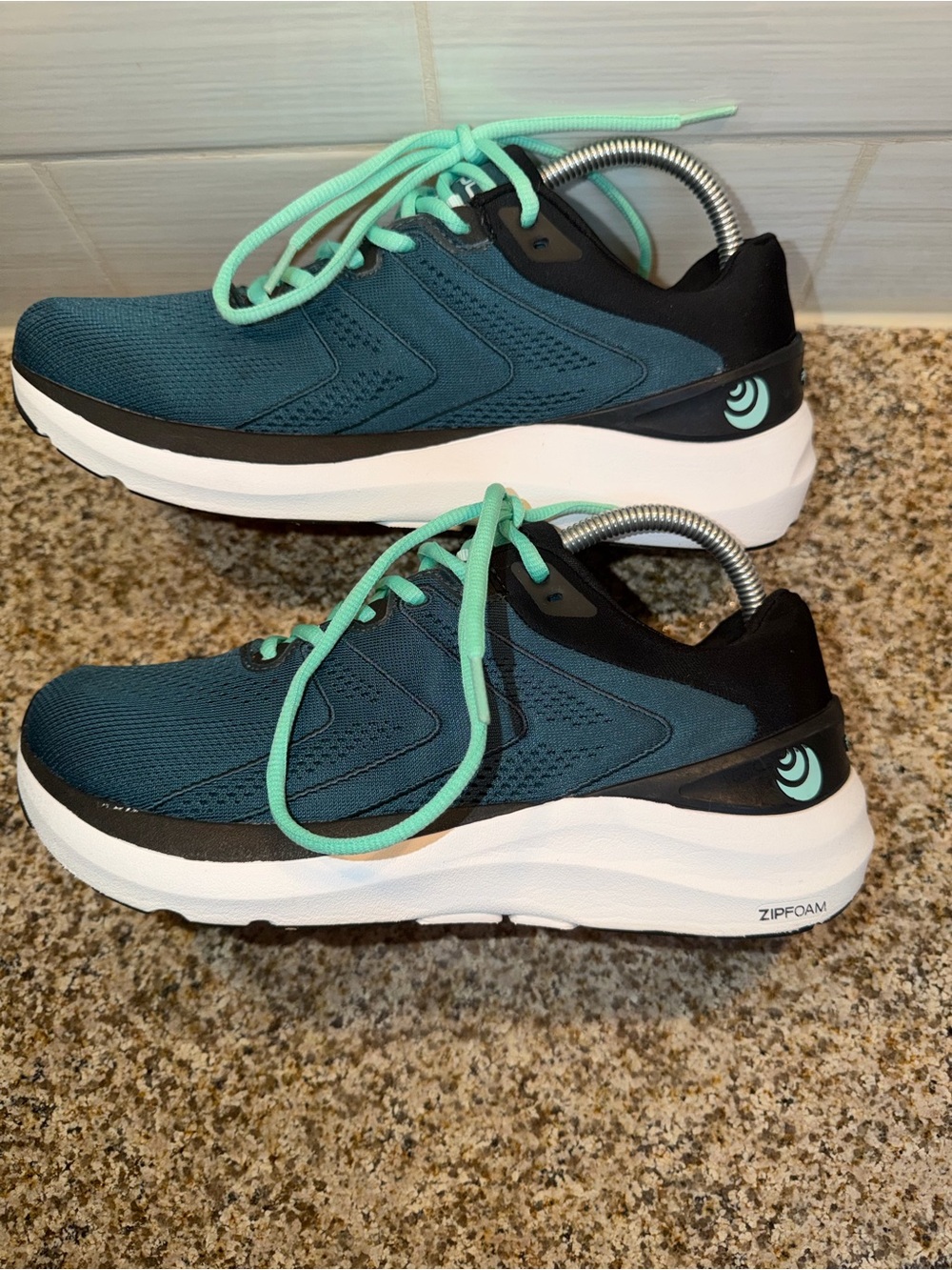 Women's Athletic Walking Sneakers in Teal with Mint Laces